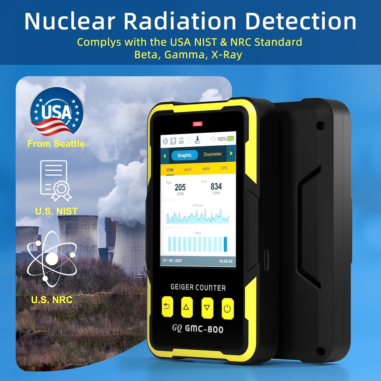 1787439567_MAIvYEaj Detector, Nuclear Radiation, Gq -800 Geiger Counter