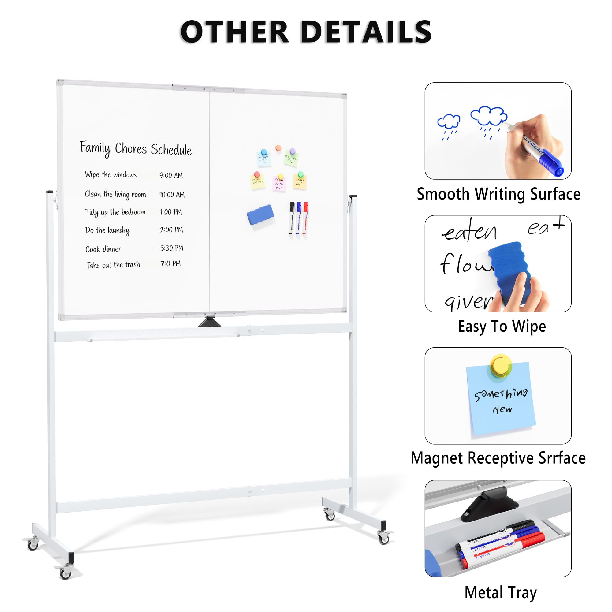 1787440519_btvCGAFS Duży na kółkach Whiteboard on koła, 48 X 36 mobilny