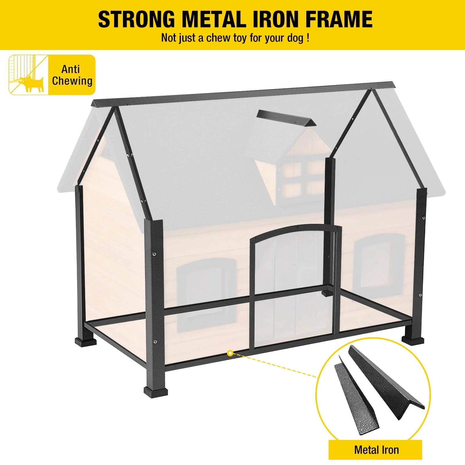 Dog Kennel - Dog House Anti-chewing Design Insulated - Featuring Metal Frame Unique Design Roof Weatherproof for Outdoor