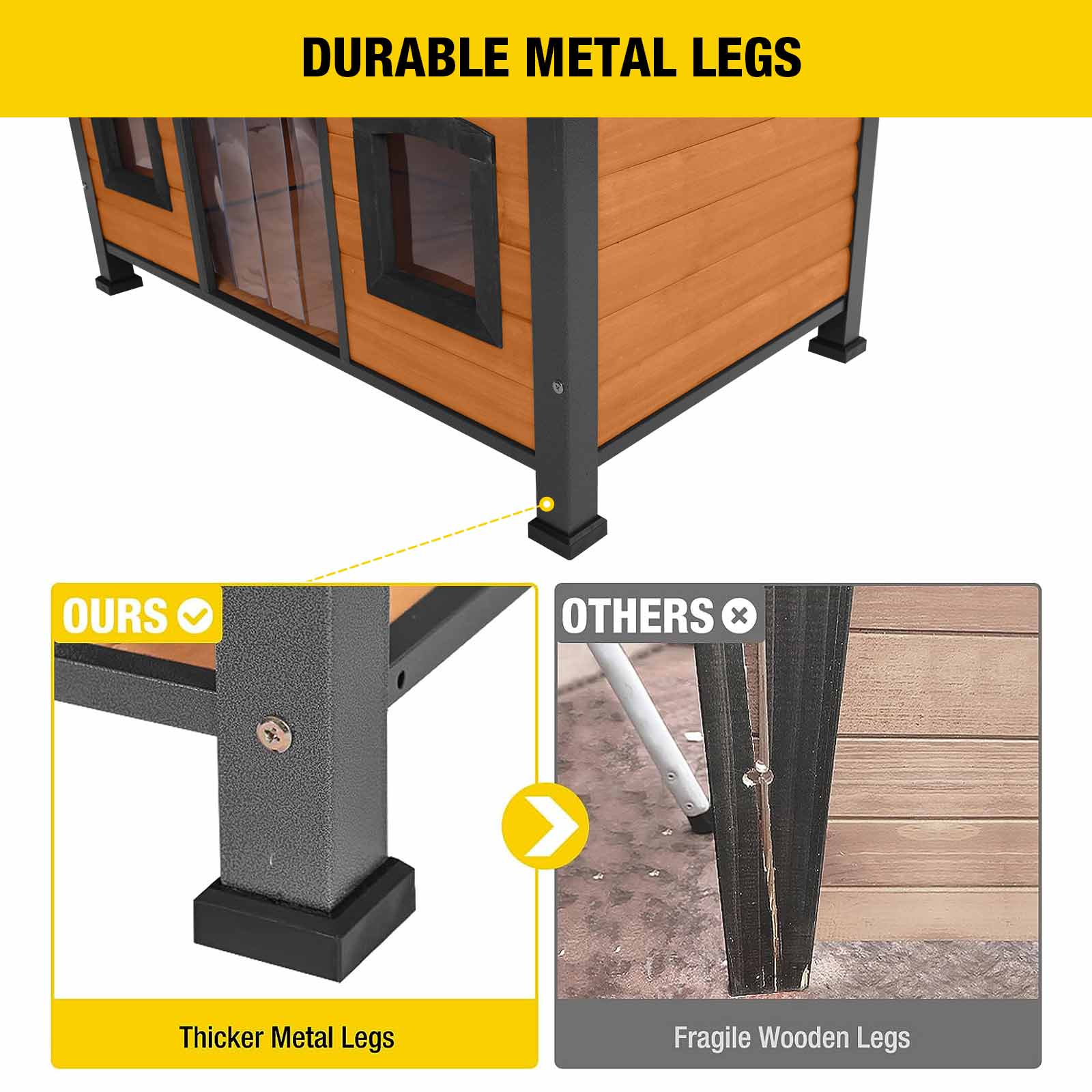 Dog Kennel - Dog House Anti-chewing Design Insulated - Featuring Metal Frame Unique Design Roof Weatherproof for Outdoor