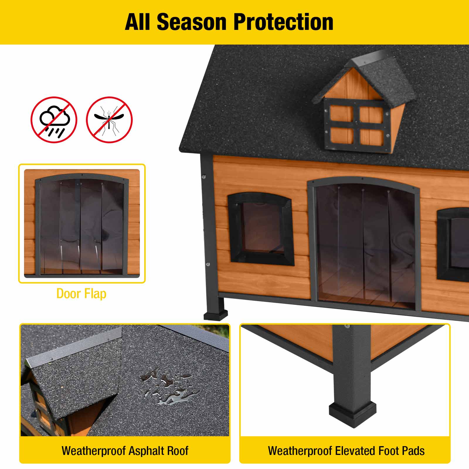 Dog Kennel - Dog House Anti-chewing Design Insulated - Featuring Metal Frame Unique Design Roof Weatherproof for Outdoor