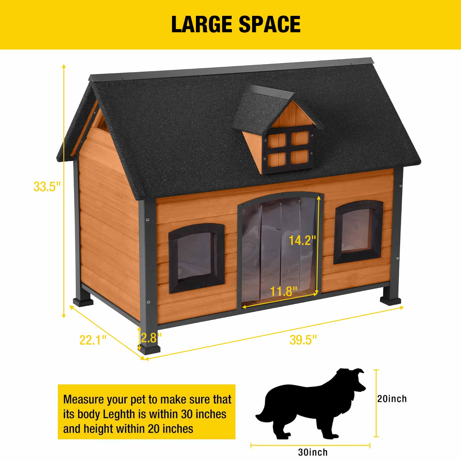 Dog Kennel - Dog House Anti-chewing Design Insulated - Featuring Metal Frame Unique Design Roof Weatherproof for Outdoor