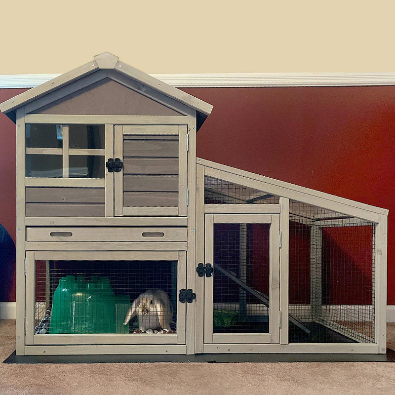 1787442694_5P5nfFlV Duży Rabbit Hutch Bunny klatka drewno dla kur Coop z Wire siatka