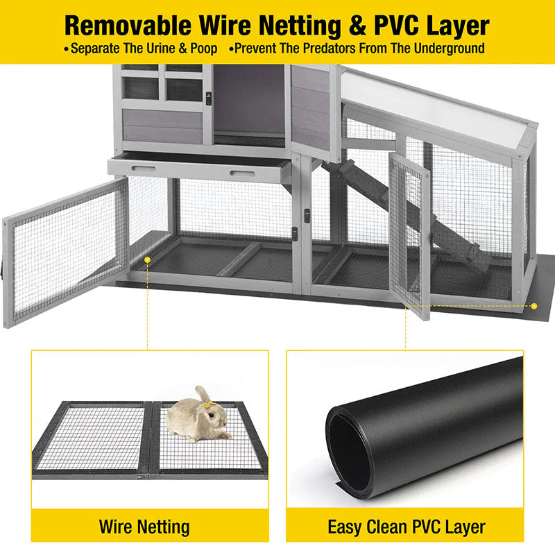 1787442704_gvqjz85y Duży Rabbit Hutch Bunny klatka drewno dla kur Coop z Wire siatka
