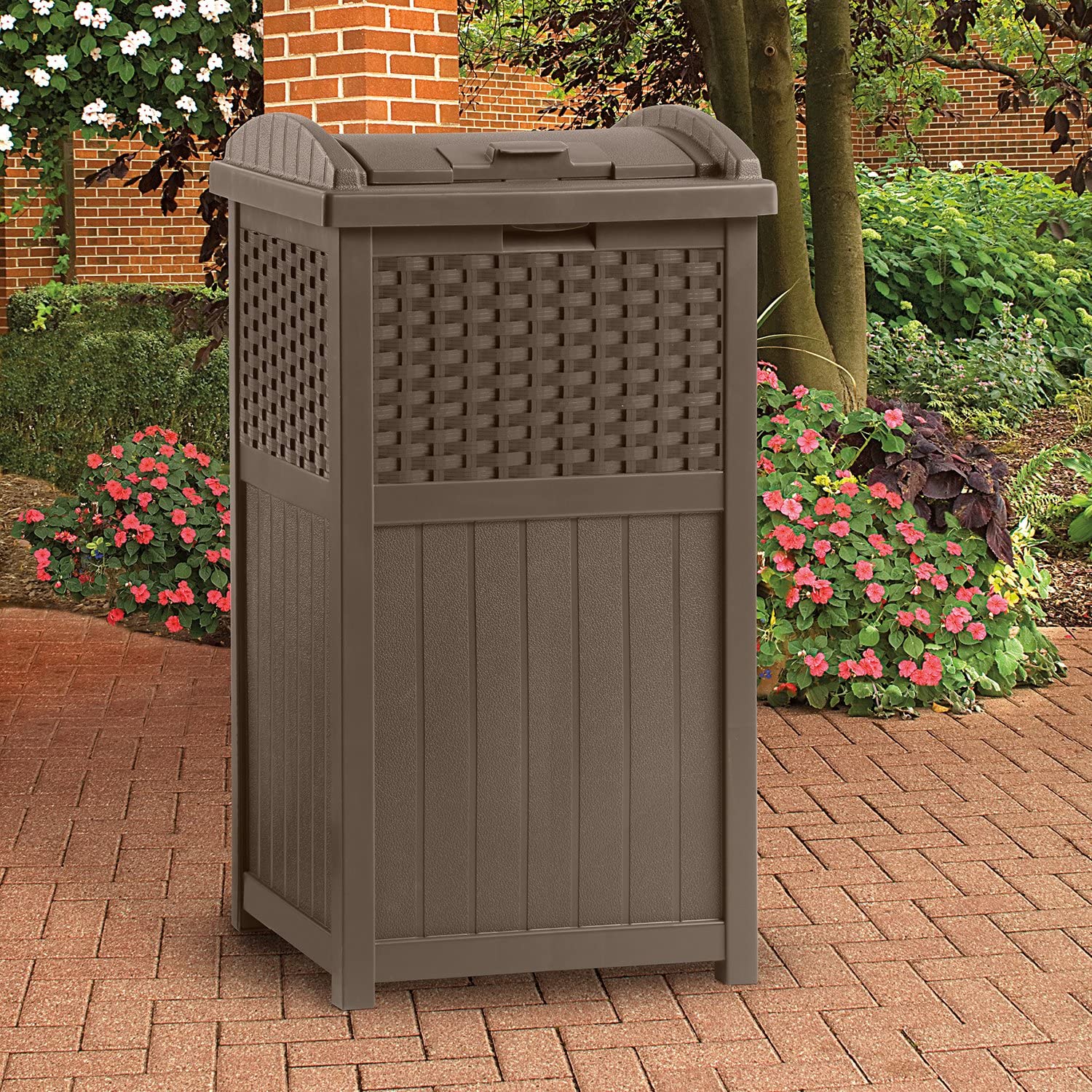 1787458485_ibqyp2ME 77 kwarta Resin Beverage wózek, Java i 33 galon Resin Trash puszka