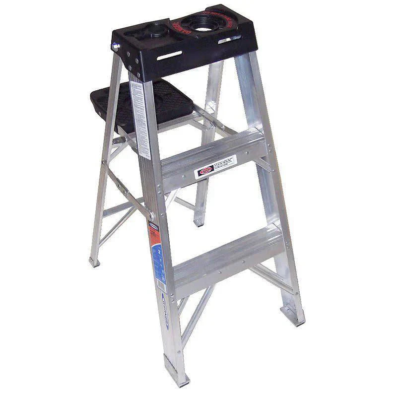 1787459188_1O7EDgKL 3 ft aluminium Stepladder z 300 lb pojemność, Slip-resistant Steps, narzędzie Tray