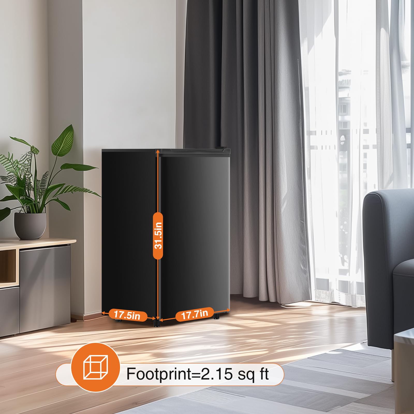 3.2 Cu.ft z zamrażarka minilodowka, czarny kompaktowa lodówka