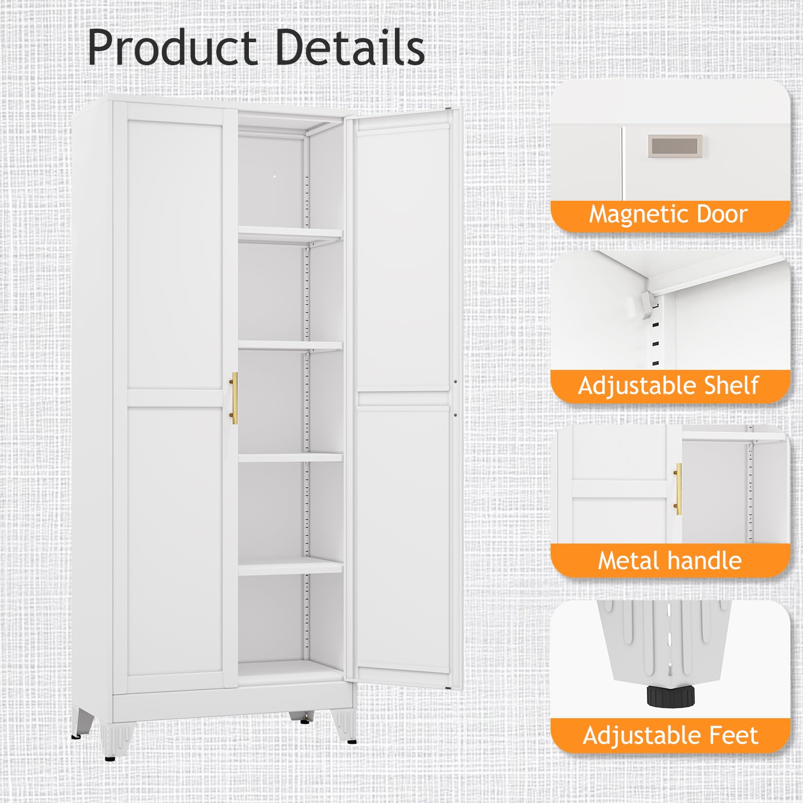1787468777_aiXrCt4L 71 wysoki metal Pantry szafka z 4 regulowany półki