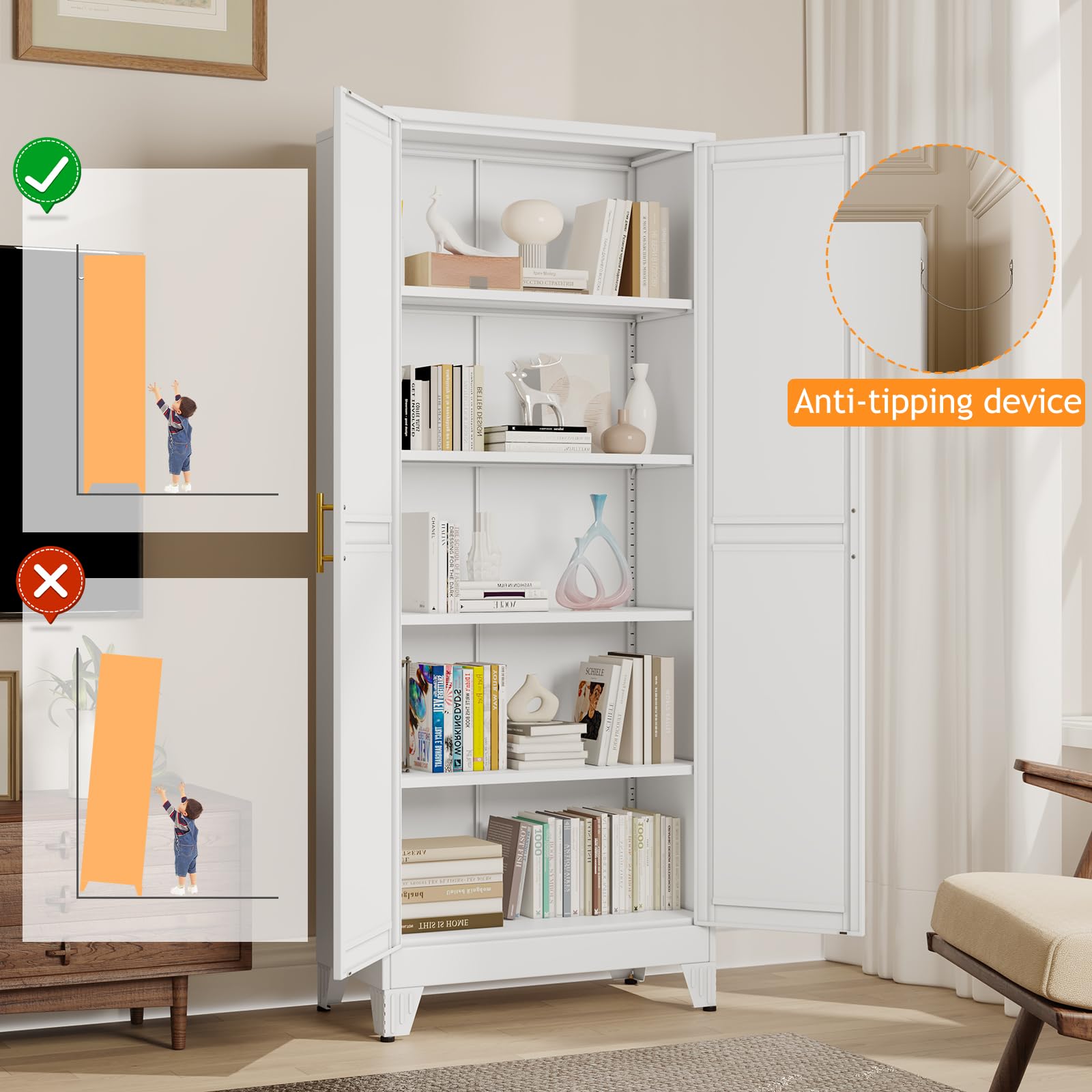 1787468789_OwZ0Kk7d 71 wysoki metal Pantry szafka z 4 regulowany półki