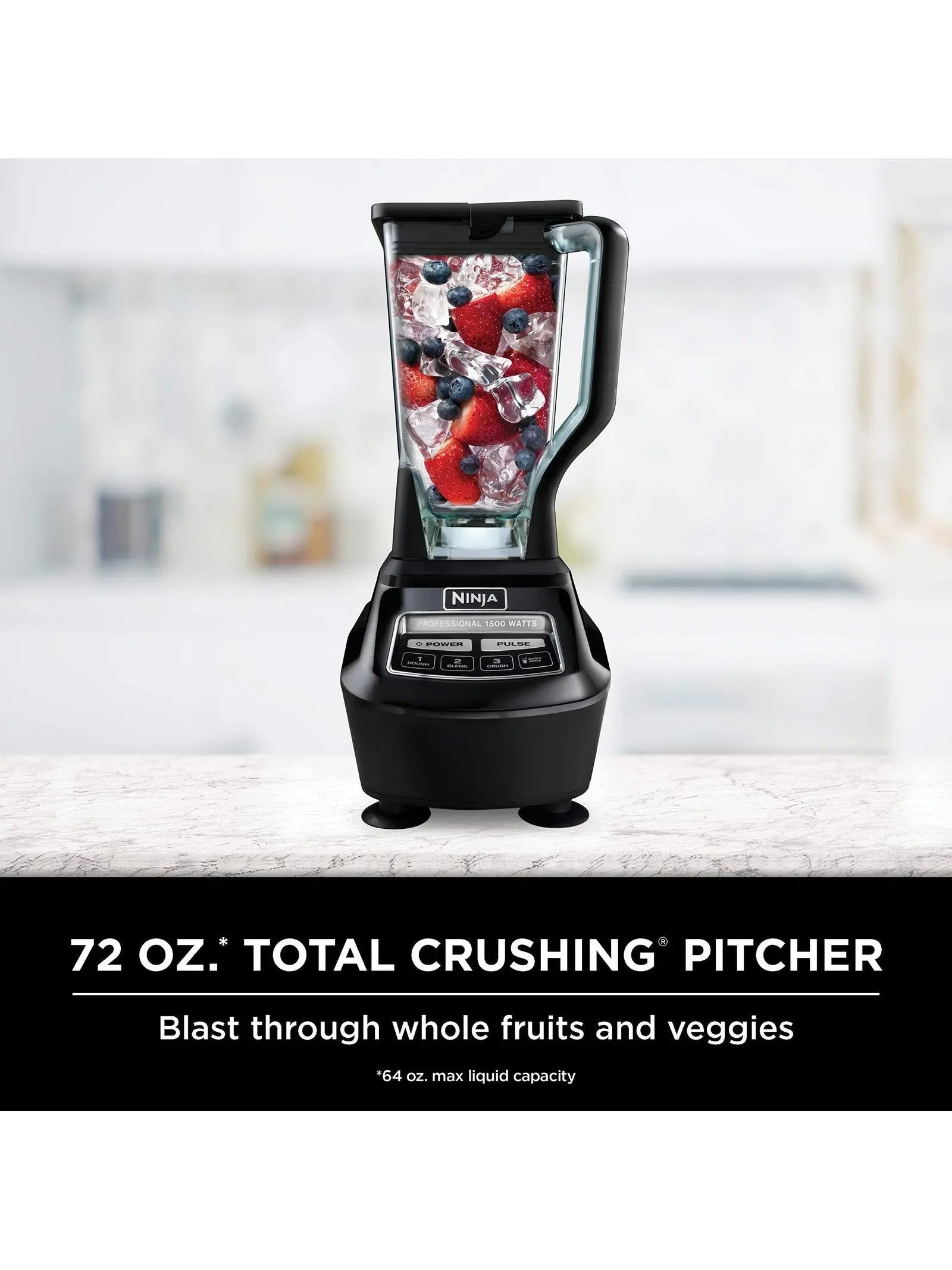 BL770 Mega Kitchen System, Featuring 1500W, 4 Functions for Smoothies, Processing, Dough, Drinks and More, With 72 Oz.* Blender Pitcher, 64 Oz. Processor