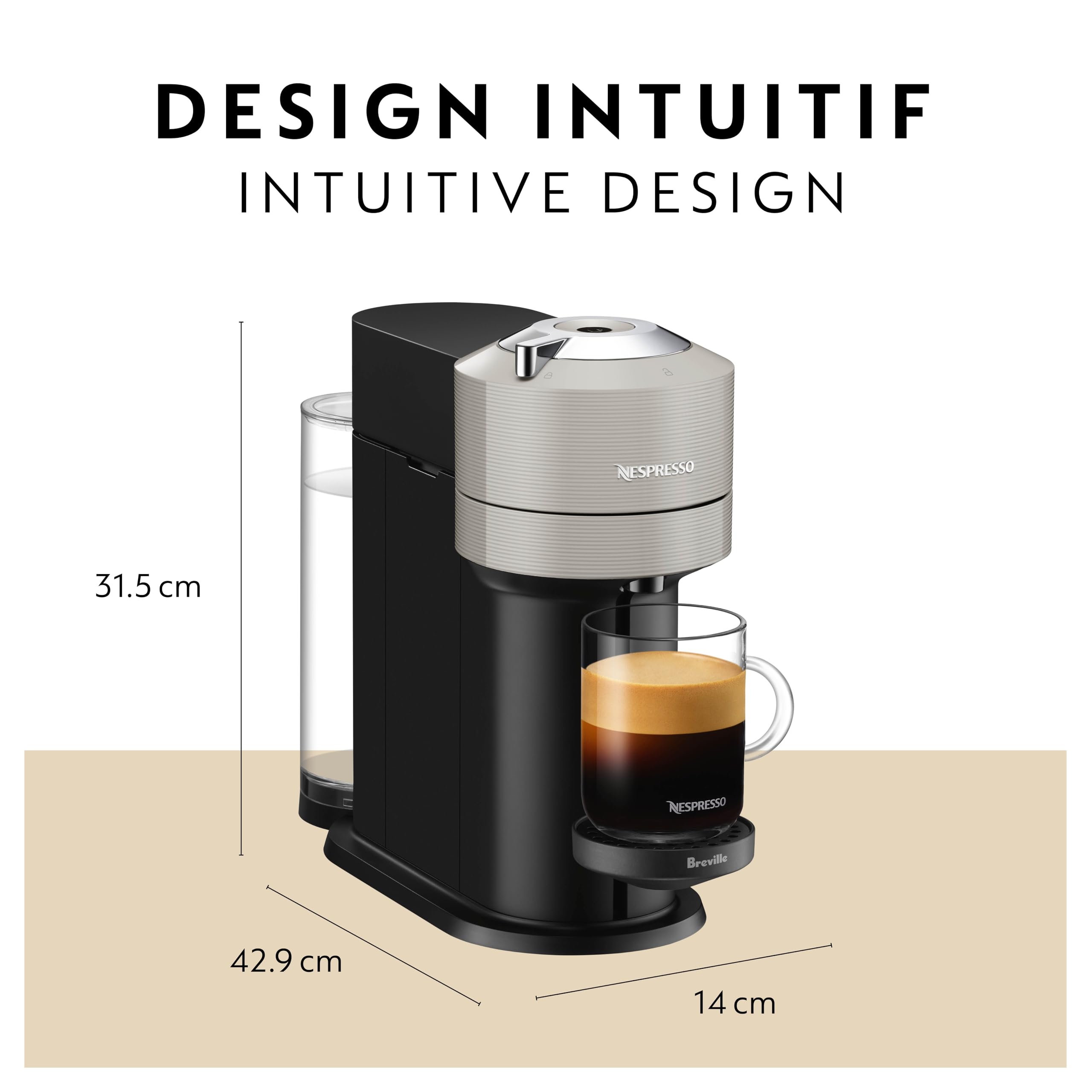 Vertuo Next kawy i Espresso Maker, światło szary