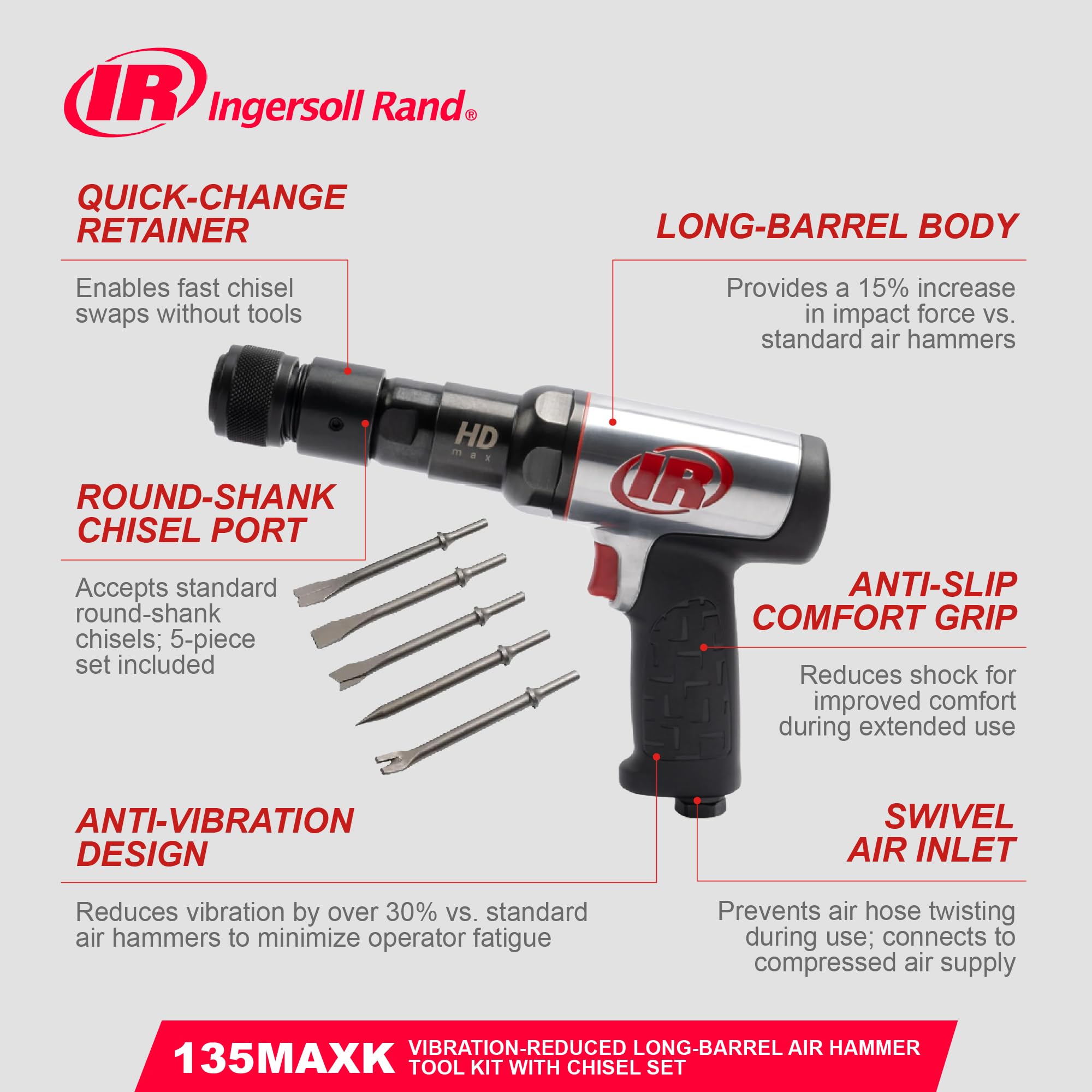 1787475845_0gH8zGIG 135MAXK powietrza Hammer zestaw, 3 Stroke, 2600 Bpm, 5 Chisels