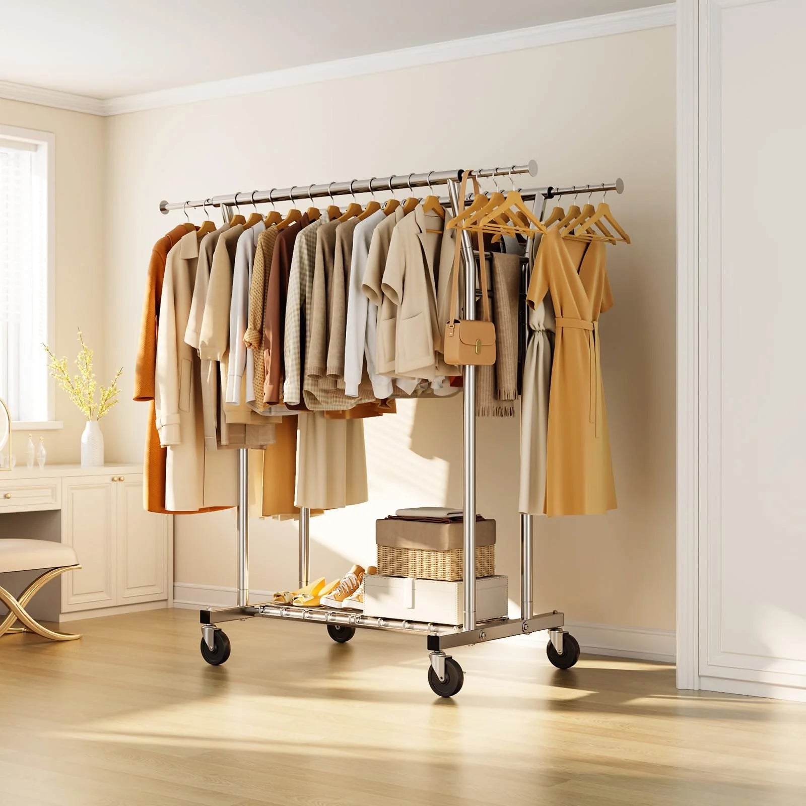 1787476145_bbhlCTl2 Wzmocniony na kółkach Clothes regal z półki 700LBS