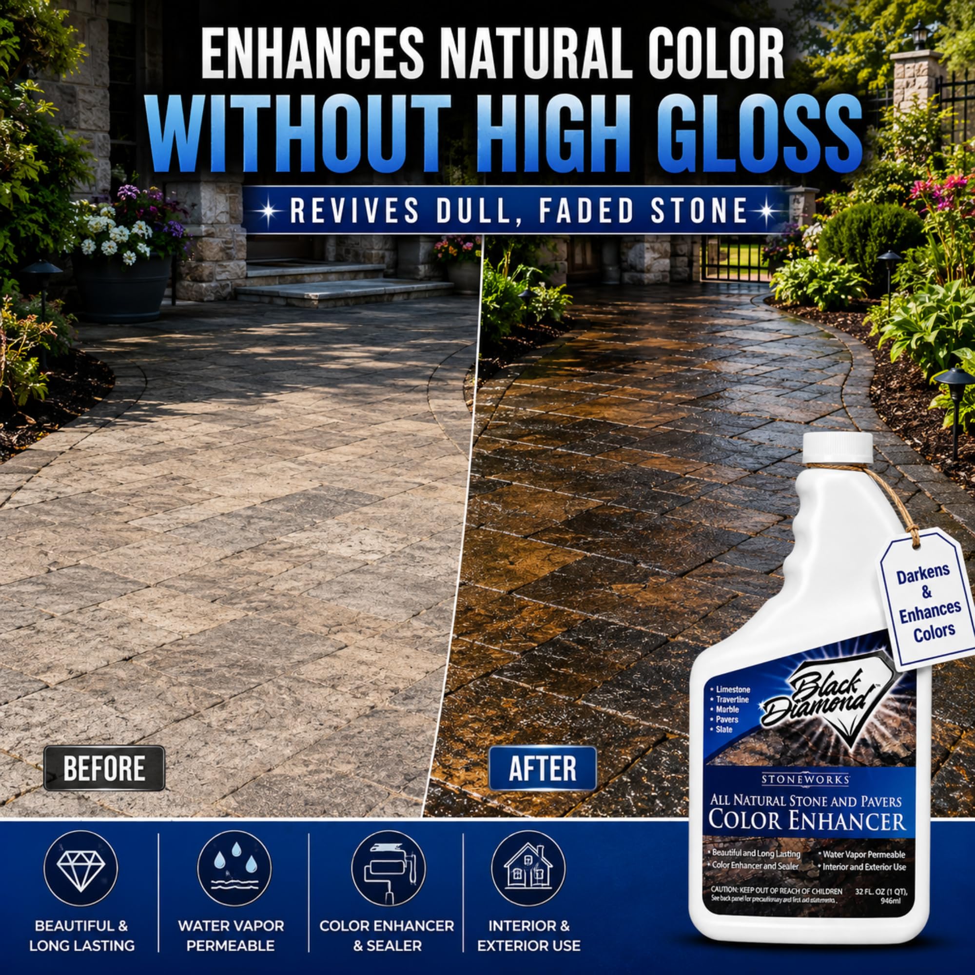 1787485487_GvXtwLff Czarny Diamond Stoneworks kolor Enhancer Sealer, do Natural Stone i Pavers