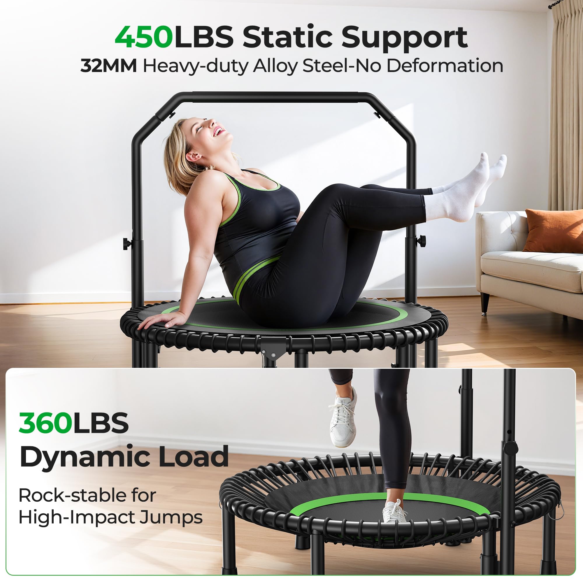 BT2 mini Rebounder do doroslych Trampoline, 450/550LBS