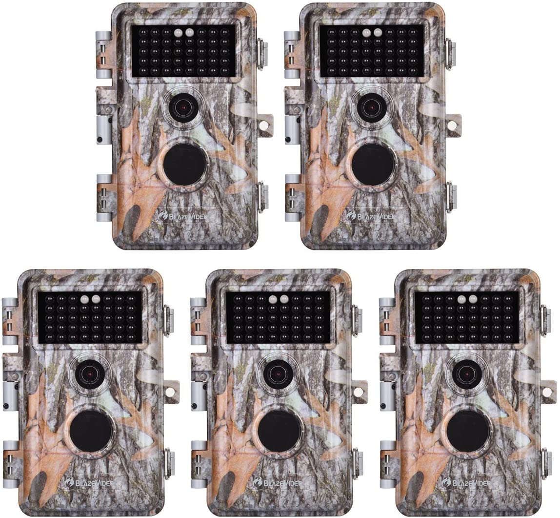 Game - 5-Pack, and Deer Trail Cameras 16MP 1920 X 1080P Video Hunting Wildlife Cams Time Lapse - Featuring Night Vision