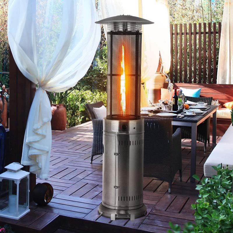 1787494692_2d4fi5uR Patio Heater - 41000 BTU Standing Propane, Featuring Wheels - Stainless Steel Round Glass Tube Gas Outdoor Heater
