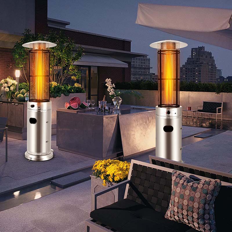 1787494700_mIMG2RUp Patio Heater - 41000 BTU Standing Propane, Featuring Wheels - Stainless Steel Round Glass Tube Gas Outdoor Heater