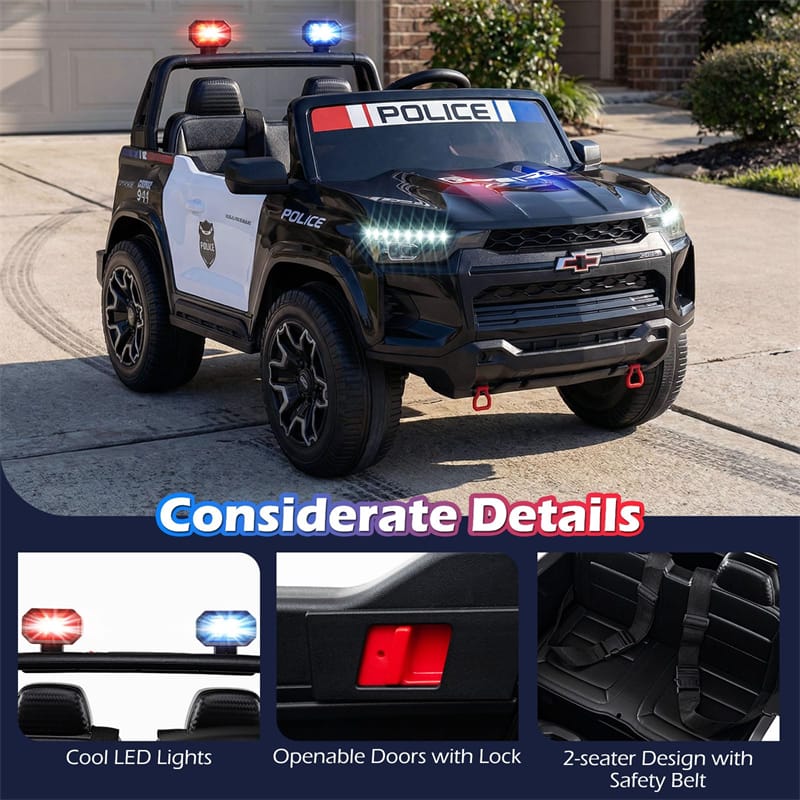 1787495805_7qfqgkMO 24V 4WD 2-Seater Ride on Police Car, Featuring Licensed Kids Electric Vehicle with Remote Control, Megaphone, Siren, Flashing LED Lights and Storage