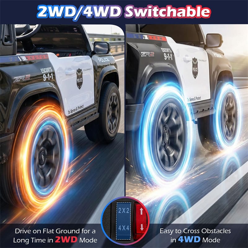 1787495808_uZ0WQOxY 24V 4WD 2-Seater Ride on Police Car, Featuring Licensed Kids Electric Vehicle with Remote Control, Megaphone, Siren, Flashing LED Lights and Storage