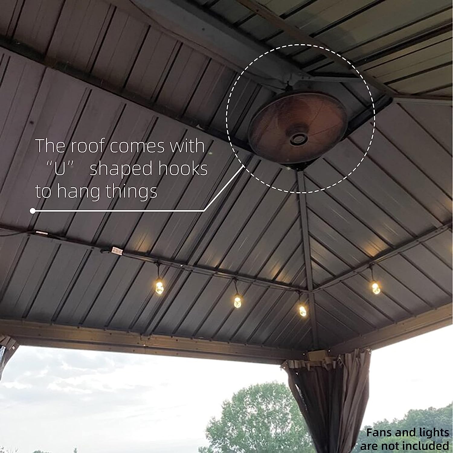 1787497092_4tR0fQkn Hardtop Gazebo - 12-ft X 20-ft Permanent, Aluminum Gazebo - Featuring Galvanized Steel Double Roof for Patio Lawn and Garden