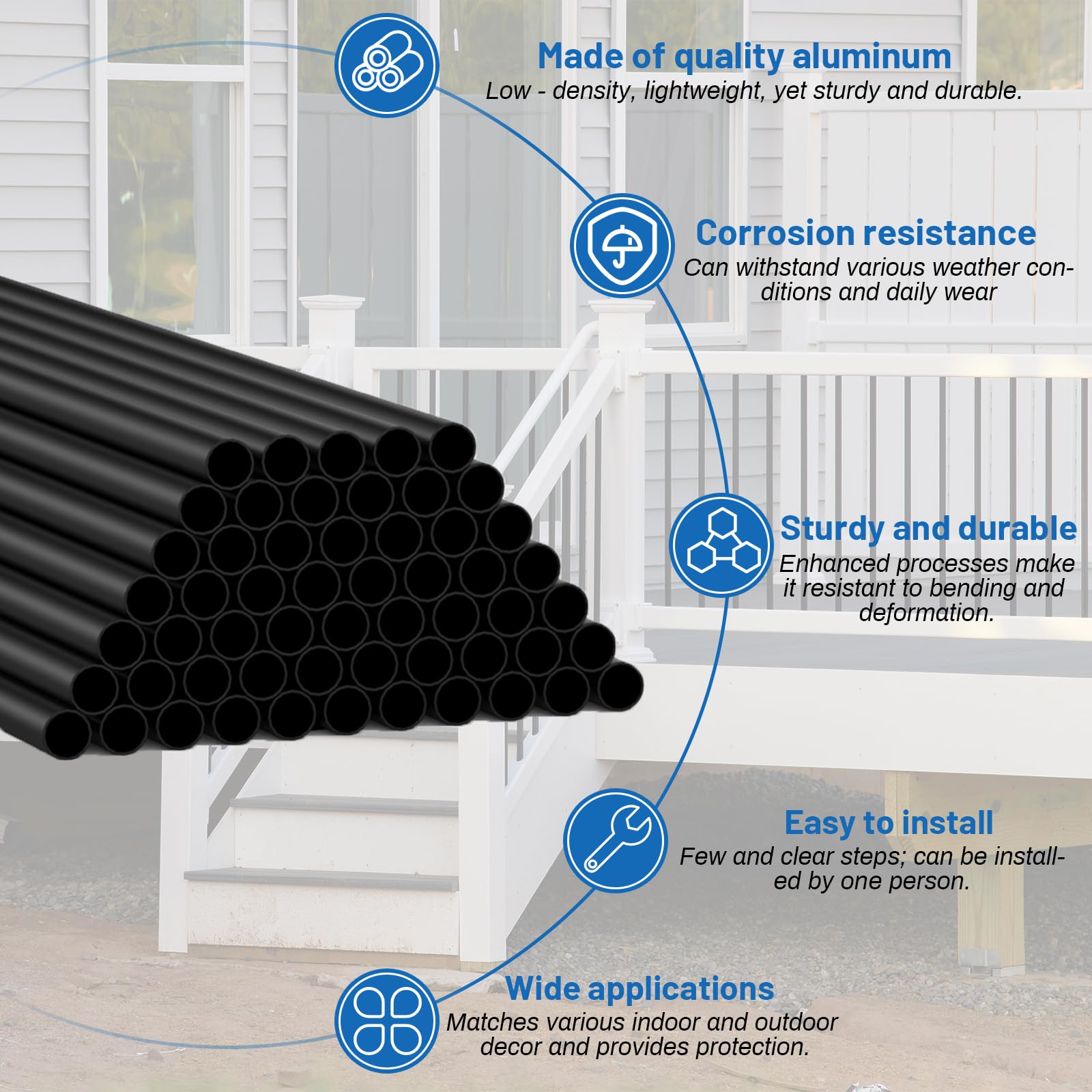 26 cali aluminium platforma Balusters z 105 pakiet, czarny