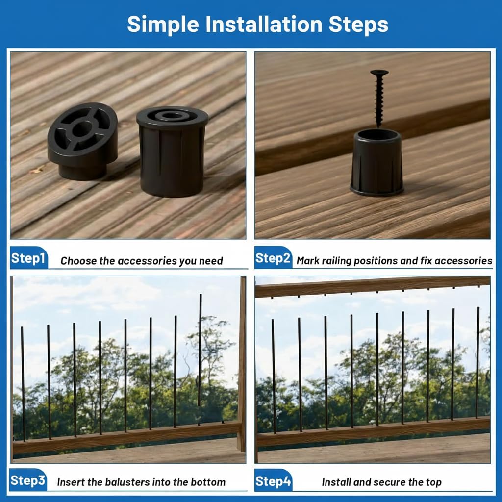26 cali aluminium platforma Balusters z 105 pakiet, czarny