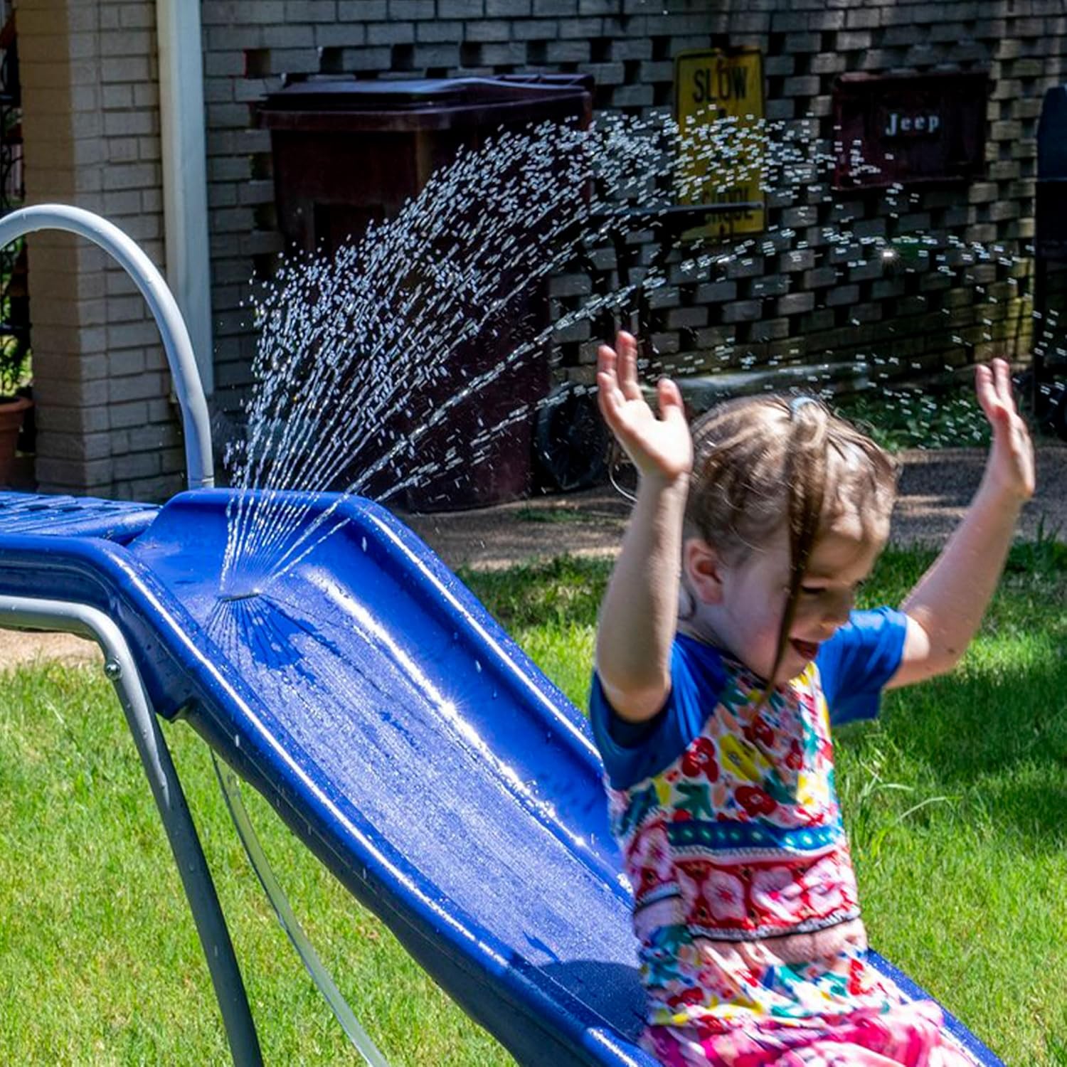 1787498178_dkJc3iYi Sprinkler - Recreation 6 Foot Water Wave Slide with Built in Adjustable - Freestanding with Ground Pad and Hose Extension for Lawn Fun, Ages 3 to 8