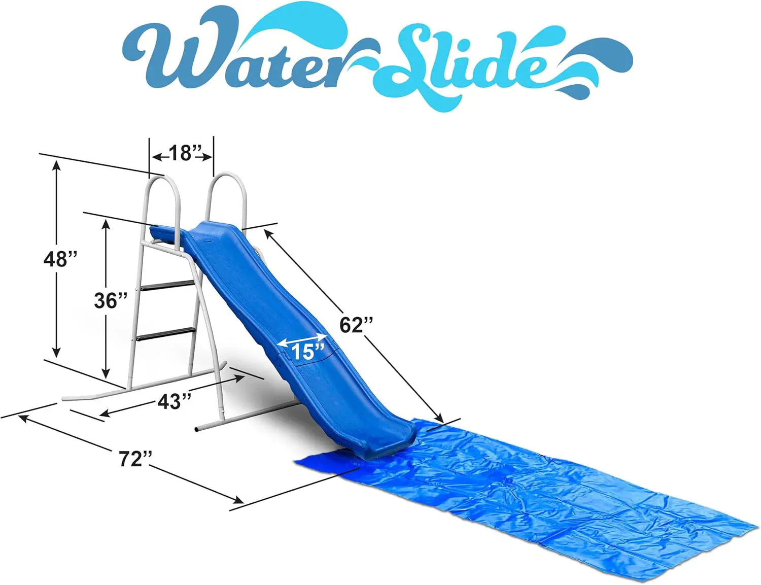 1787498193_oAbzJCfH Sprinkler - Recreation 6 Foot Water Wave Slide with Built in Adjustable - Freestanding with Ground Pad and Hose Extension for Lawn Fun, Ages 3 to 8