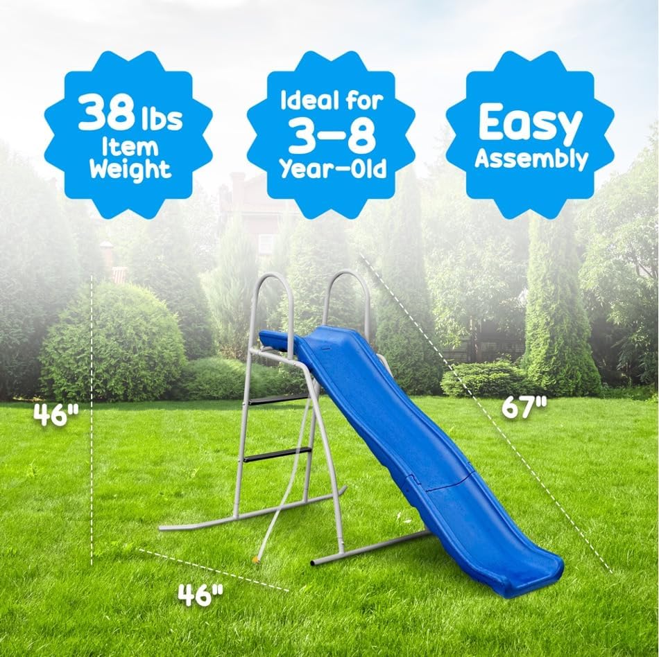 1787498200_SMUV4nn7 Sprinkler - Recreation 6 Foot Water Wave Slide with Built in Adjustable - Freestanding with Ground Pad and Hose Extension for Lawn Fun, Ages 3 to 8