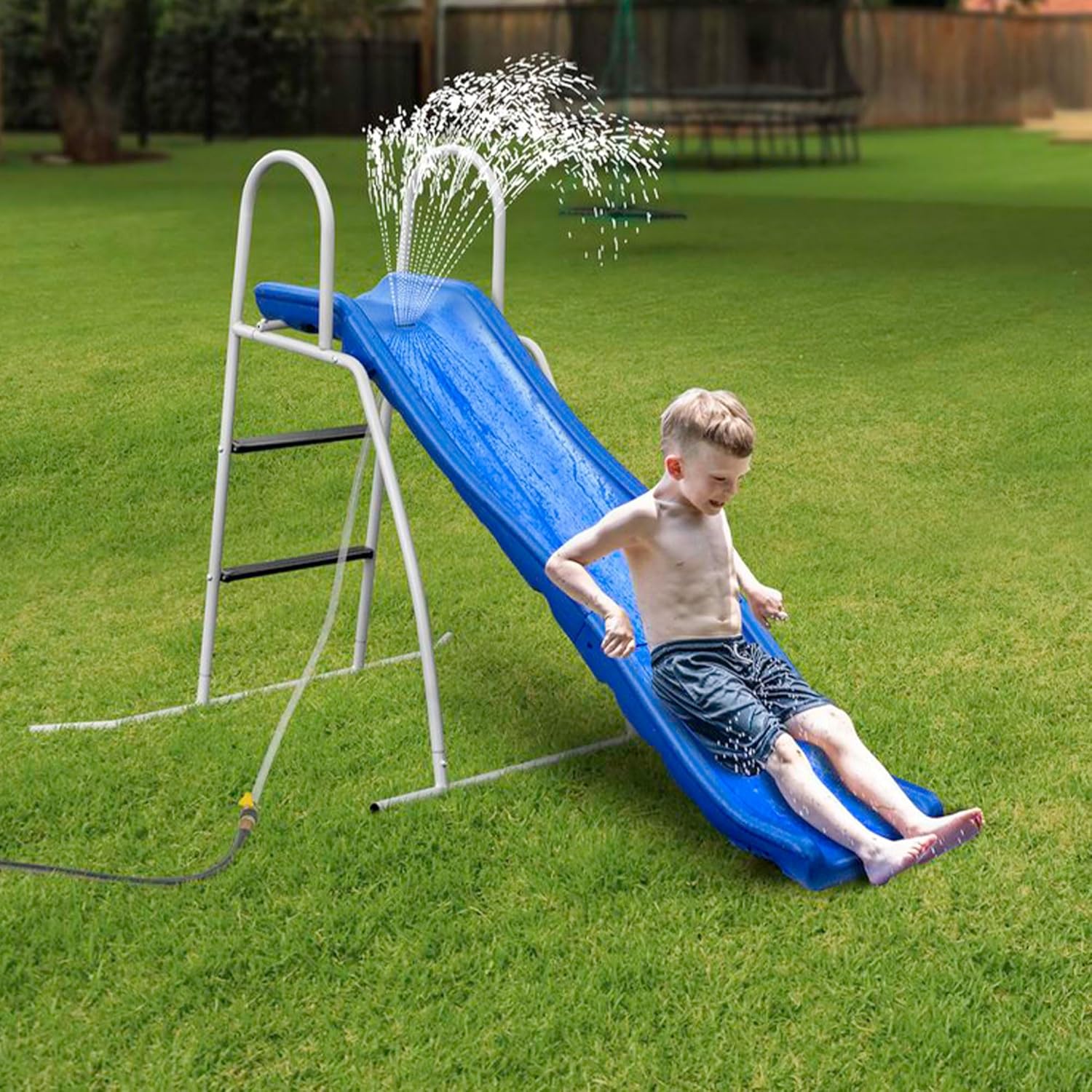 1787498216_hPDGN0ga Sprinkler - Recreation 6 Foot Water Wave Slide with Built in Adjustable - Freestanding with Ground Pad and Hose Extension for Lawn Fun, Ages 3 to 8