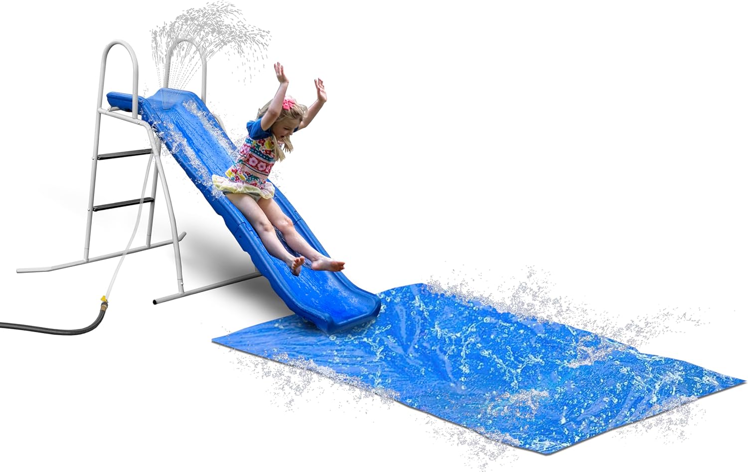 1787498221_j693aJlO Sprinkler - Recreation 6 Foot Water Wave Slide with Built in Adjustable - Freestanding with Ground Pad and Hose Extension for Lawn Fun, Ages 3 to 8