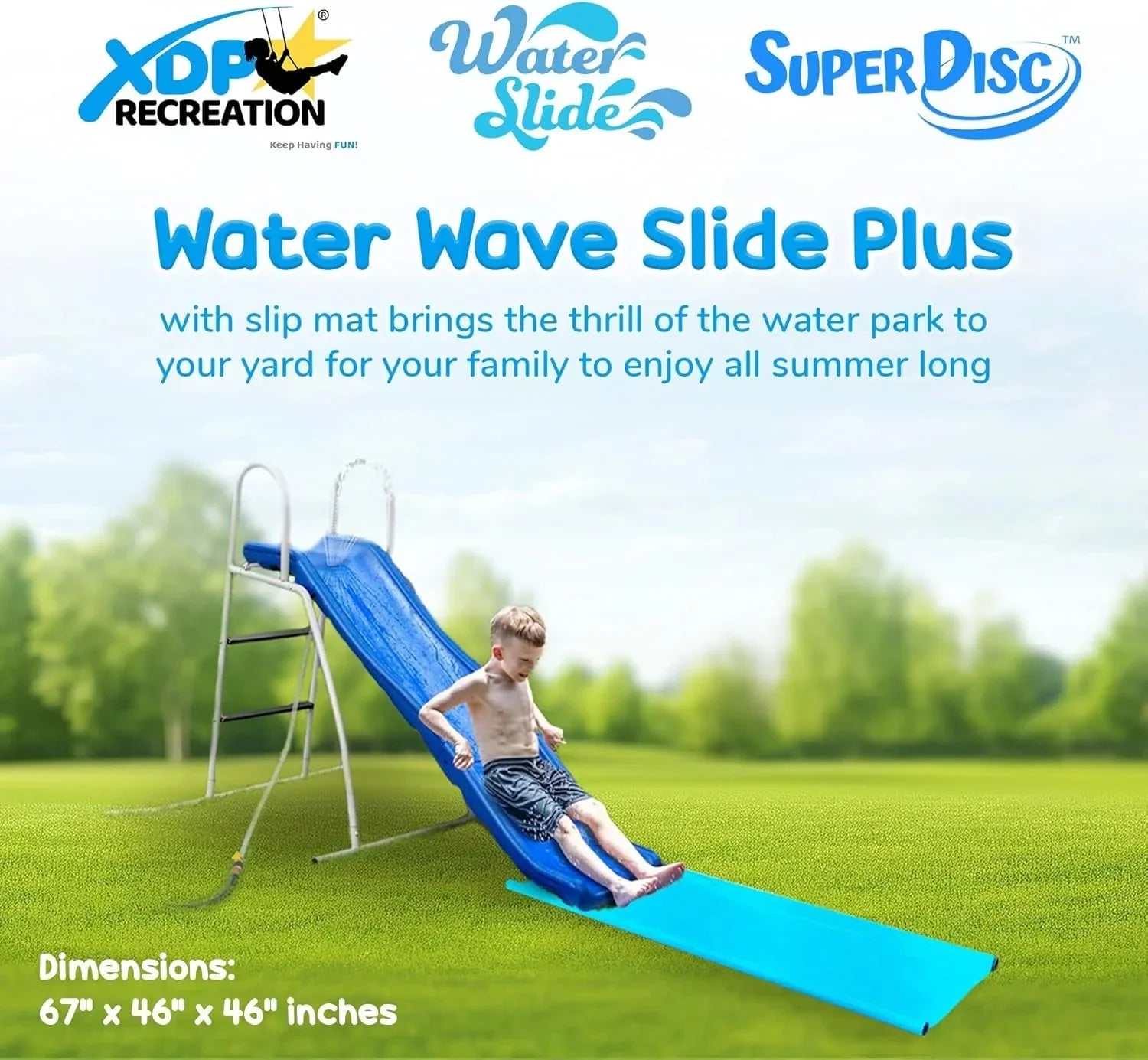 1787498228_xUkuLpI6 Sprinkler - Recreation 6 Foot Water Wave Slide with Built in Adjustable - Freestanding with Ground Pad and Hose Extension for Lawn Fun, Ages 3 to 8
