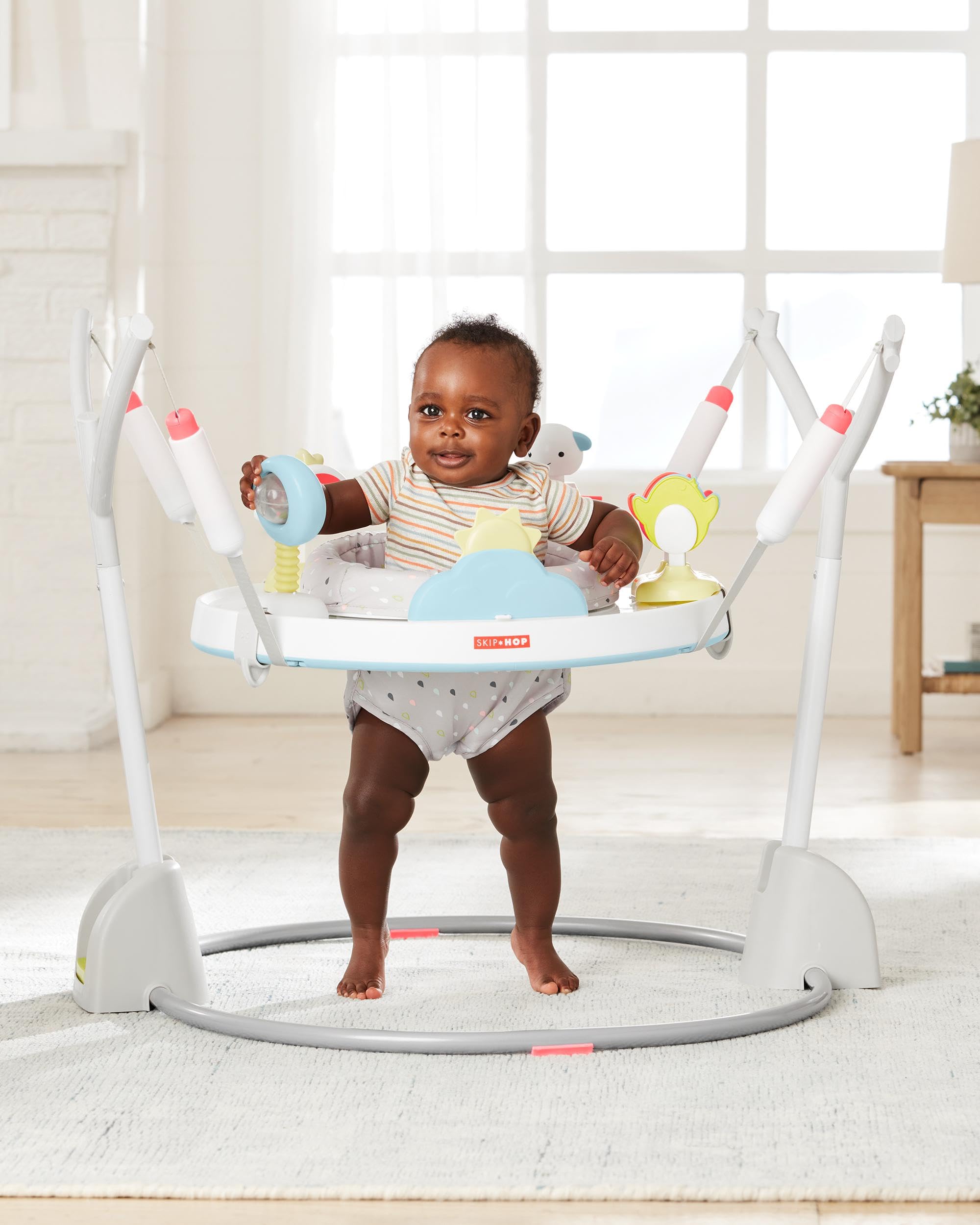 Hop dziecięcy Activity zabawa Bouncer do dziecięcy Ages 4m+ srebrny Lining Cloud z składany