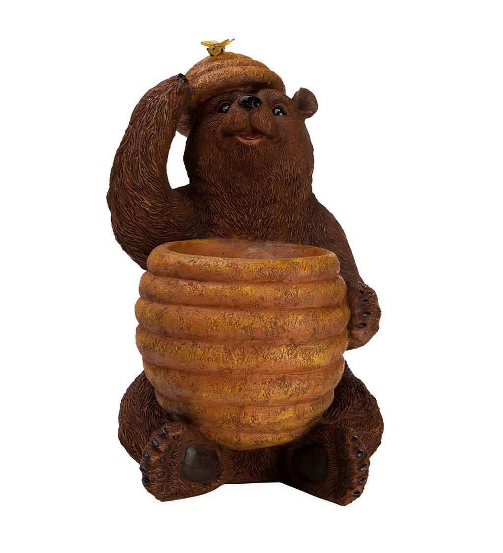 Oh Honey słoneczny Birdbath z Bear i Bee Hive