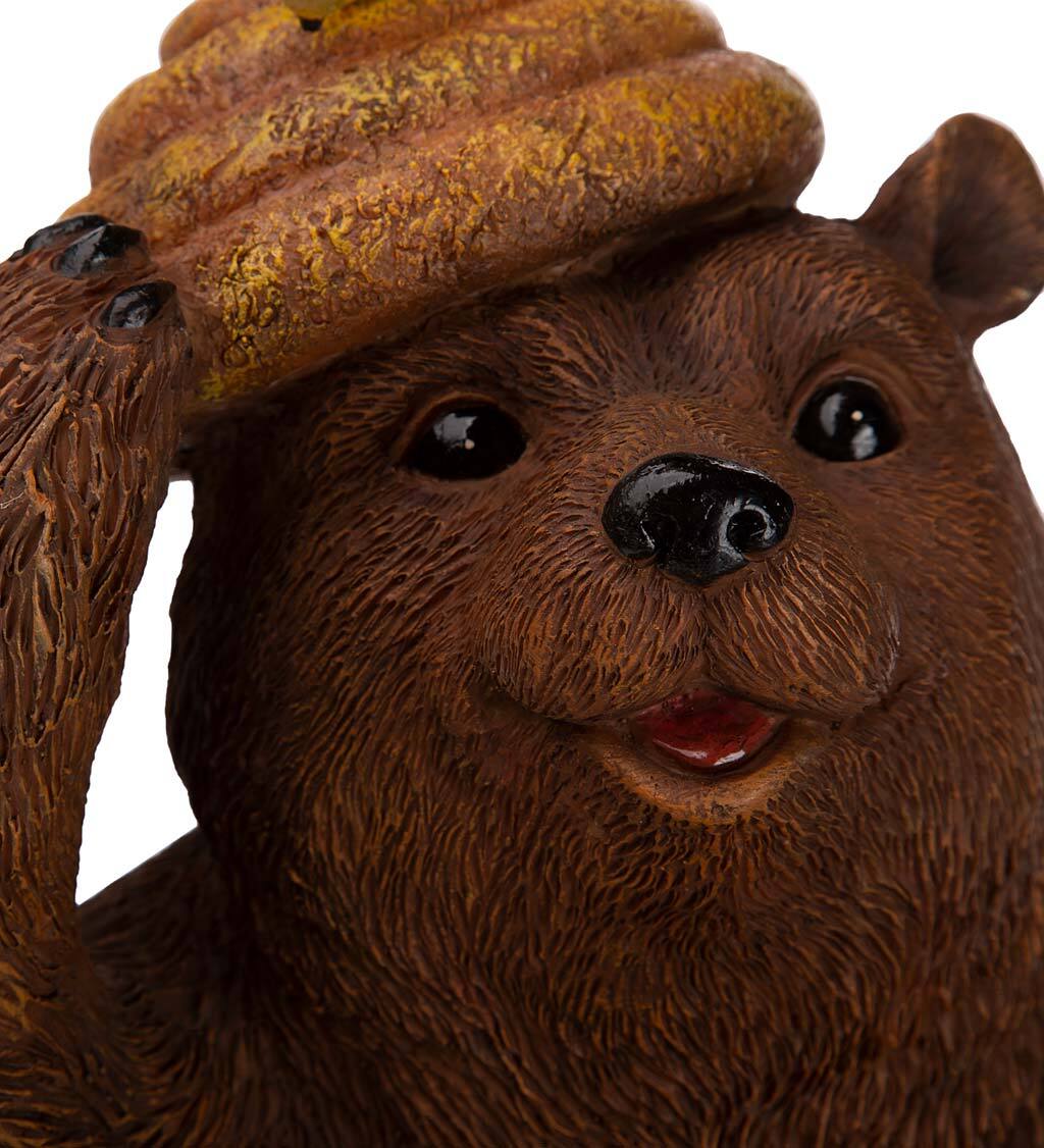 Oh Honey słoneczny Birdbath z Bear i Bee Hive