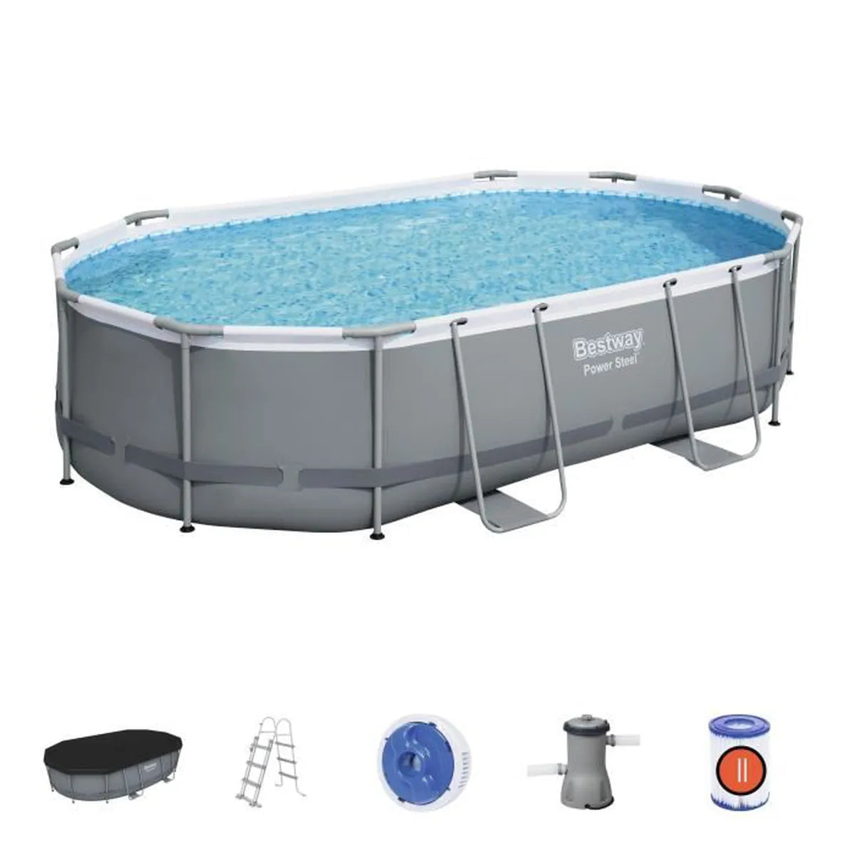 1787512721_yRt4t8Vu Kit - Piscine Hors Sol Tubulaire - 488 X 305 X 107 Cm, Ovale (Livrée Avec Une Échelle, Une Bche, Un Épurateur)
