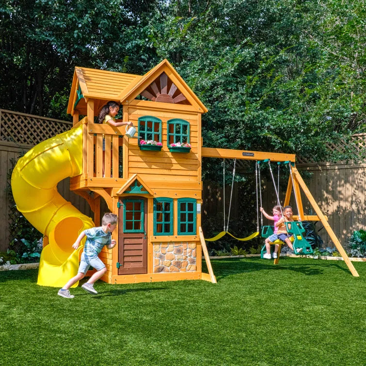 1787512930_Ekonx1it Huśtawka zestaw, Boulder stacja drewniany, /playset z Tube zjezdzalnia