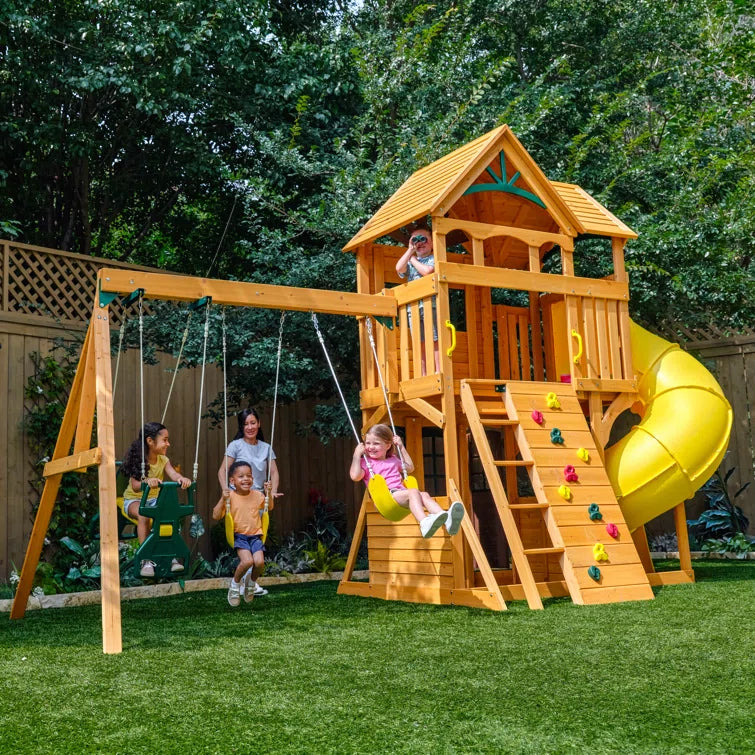 1787512966_cNSWmAqQ Huśtawka zestaw, Boulder stacja drewniany, /playset z Tube zjezdzalnia