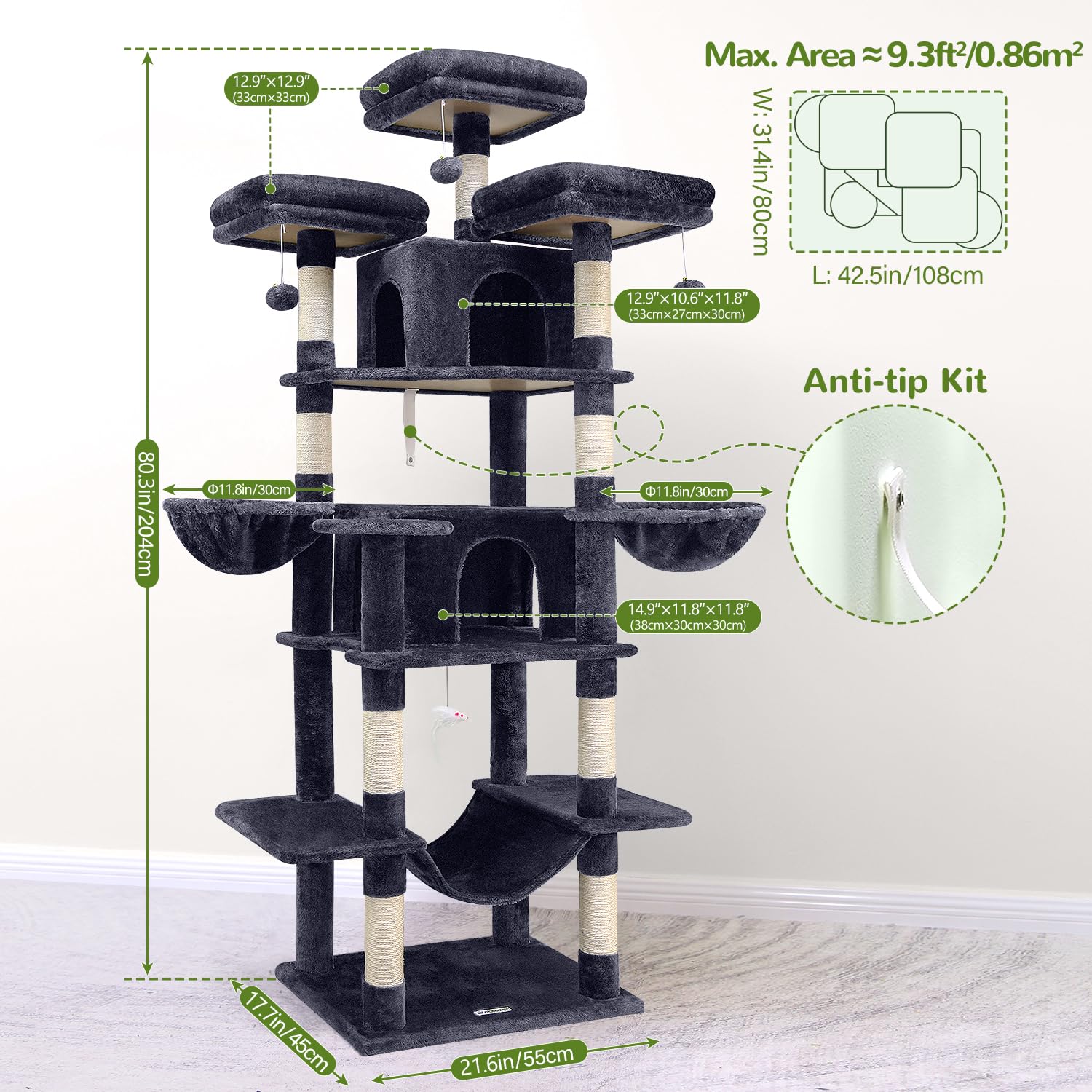 1787516755_p7xFX89F Big dla kota Tower z 80 XXL dla kota Tree do Multiple Cats