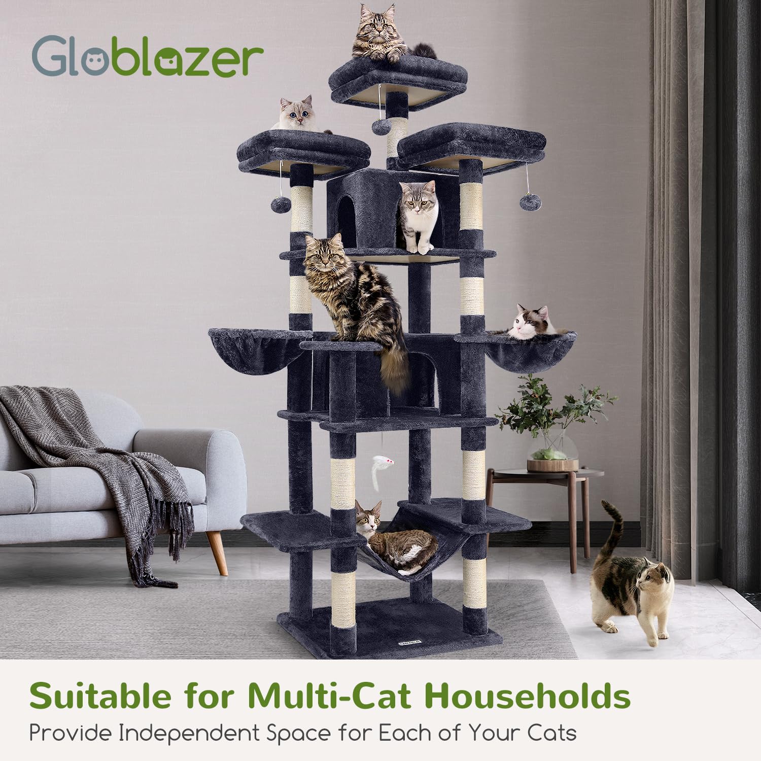 1787516759_VEZcSraK Big dla kota Tower z 80 XXL dla kota Tree do Multiple Cats