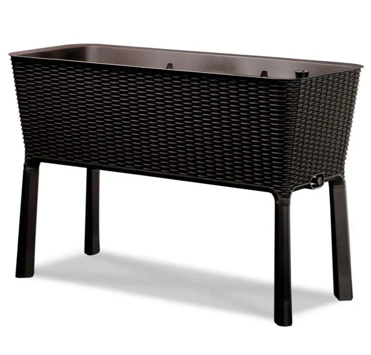 1787521086_fAaHtFVI Ciemny brązowy Wicker Raised ogrodowy lozko Planter W/ wody Indicator