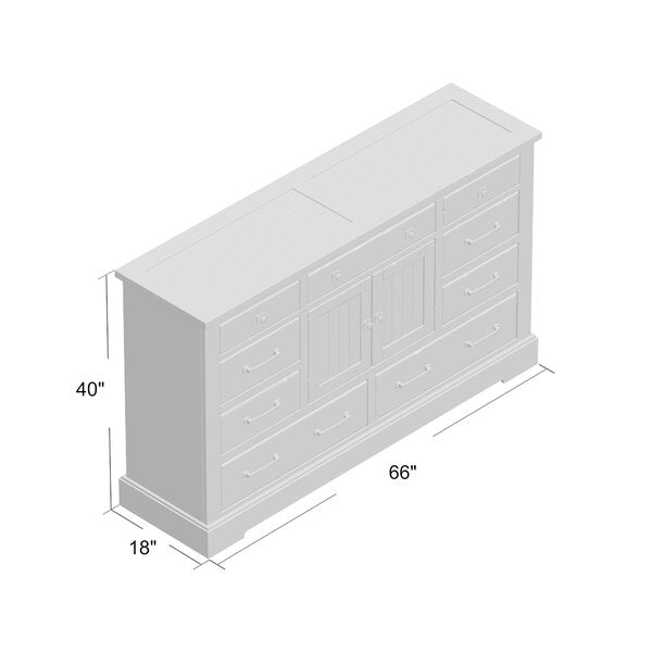 Dresser, Casserly 9 szuflada 66-cali W lite drewno zestaw combo