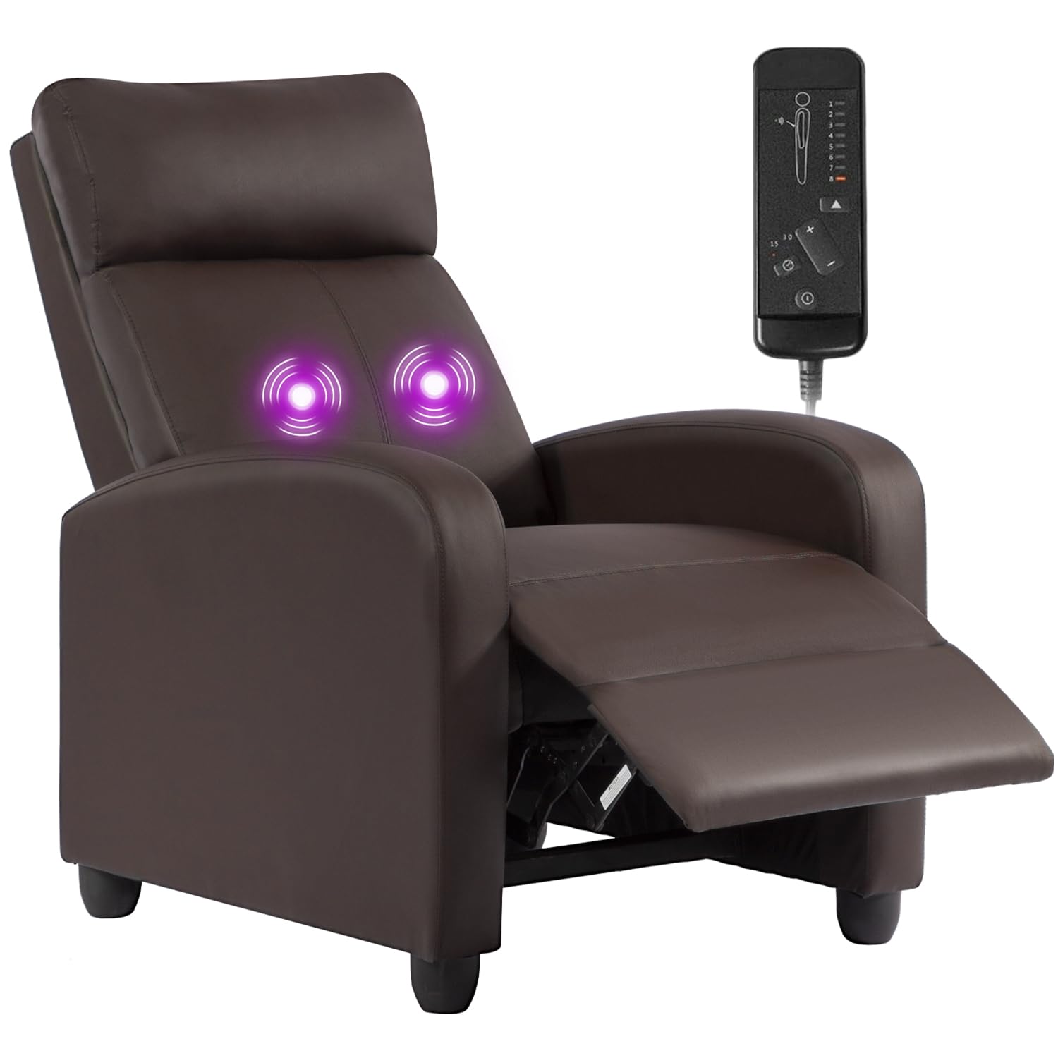 Fotel rozkładany z Massage, Lumbar Support, brązowy