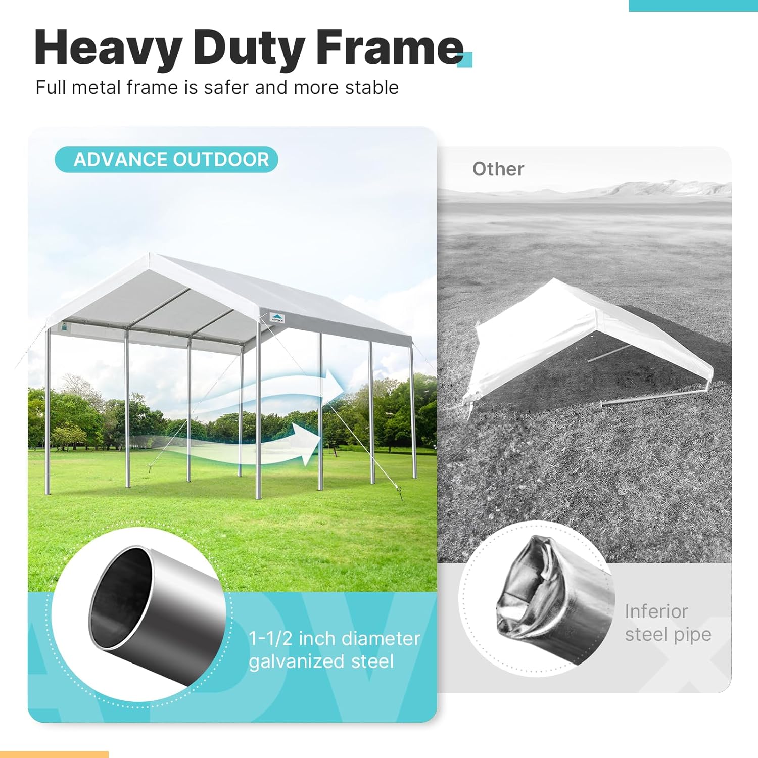 1787526755_MsHXm8d3 Zadaszenie, zewnętrzny 10 X 20 ft wzmocniony Carport Potable samochodowy, garazowy Party namiot Boat schronienie