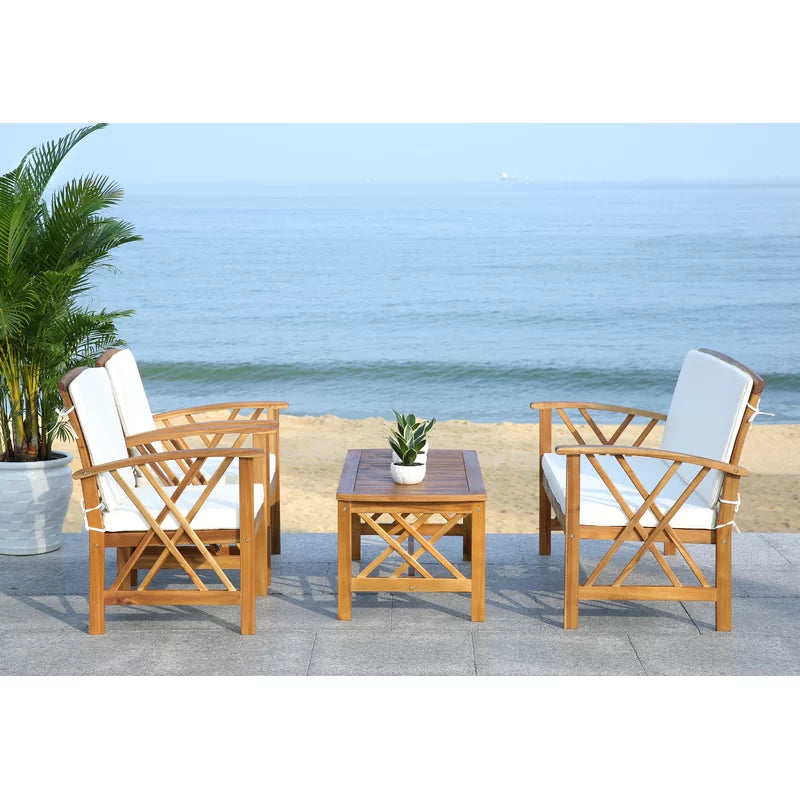 Aana Wicker 4-osobowy ogrodowy Lounge zestaw z Cushions