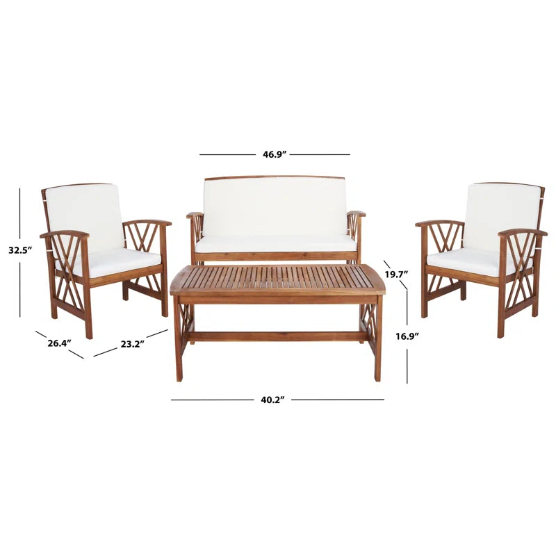 Aana Wicker 4-osobowy ogrodowy Lounge zestaw z Cushions