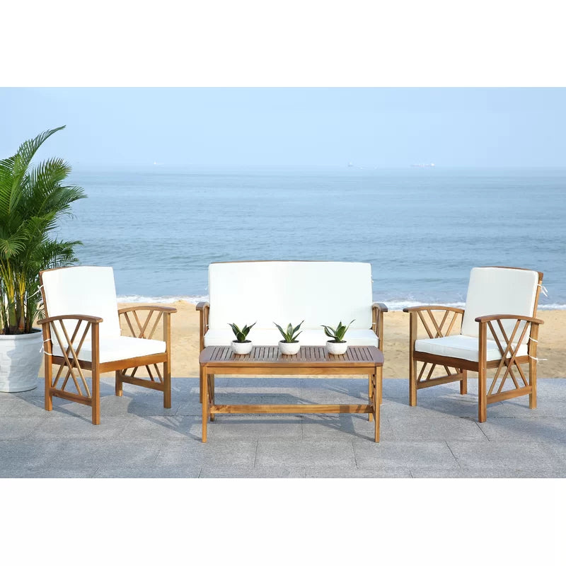 Aana Wicker 4-osobowy ogrodowy Lounge zestaw z Cushions