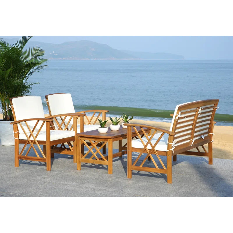 Aana Wicker 4-osobowy ogrodowy Lounge zestaw z Cushions