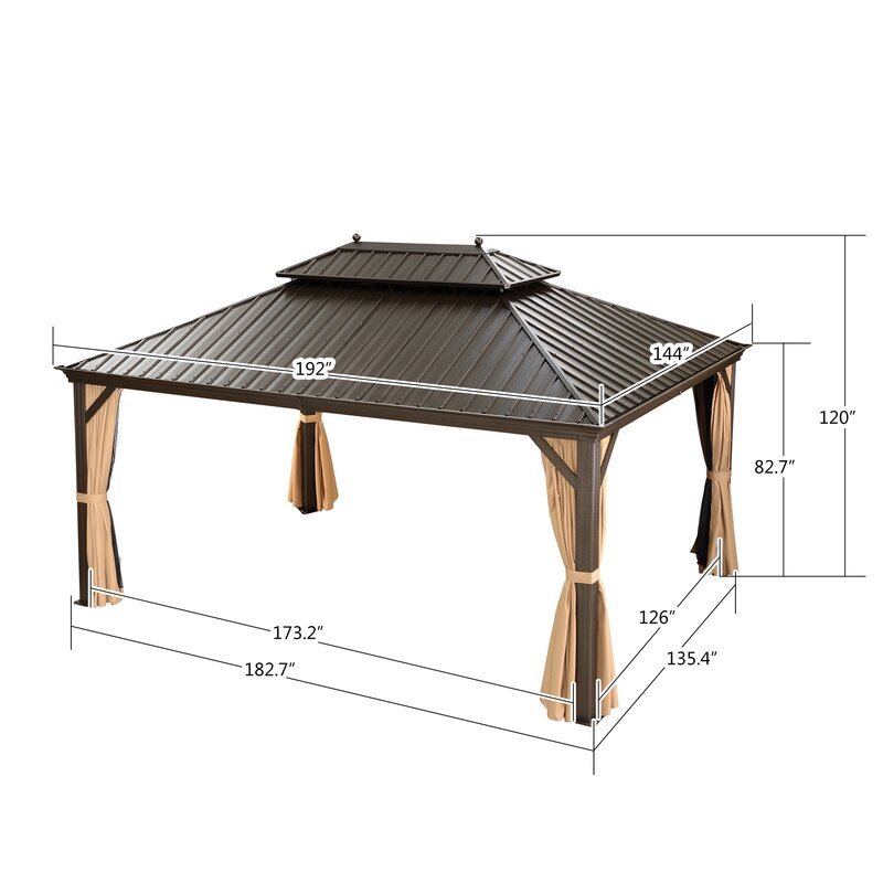 16 ft. W X 12 ft. D aluminium tarasowy altana